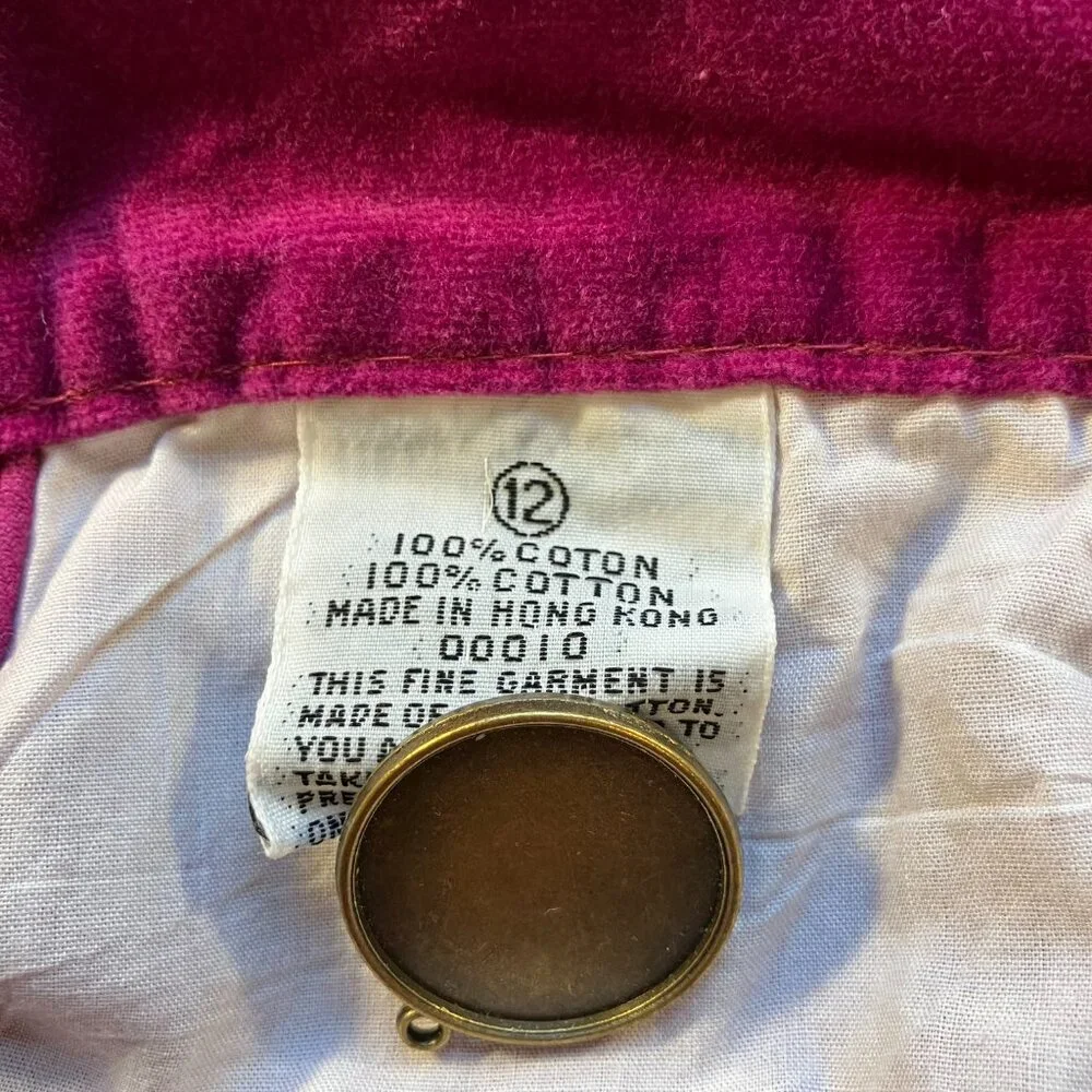Gloria Vanderbilt Vintage Magenta Velvet Pants Size 12 - Picture 3 of 7